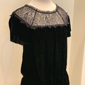 Black velvet and lace Free People blouse
